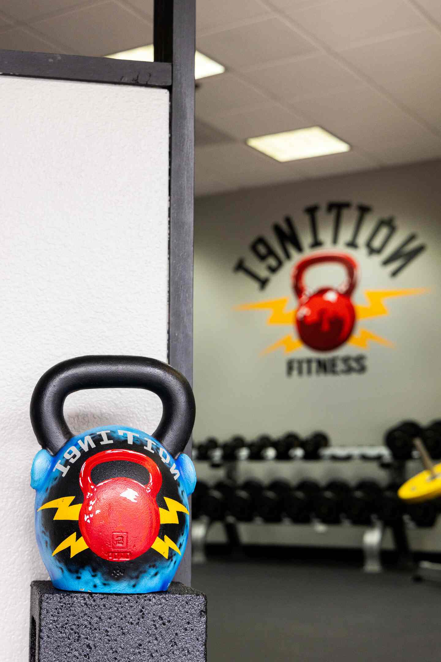 Kettlebell close-up with Ignition logo
